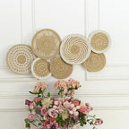 Wicker Wall Decor Set – Boho Basket Wall Art, Natural Woven Wall Art for Living Room Bedroom, Seagrass Decorative Plates For Wall Hanging, Flat and Lightweight - size: Medium