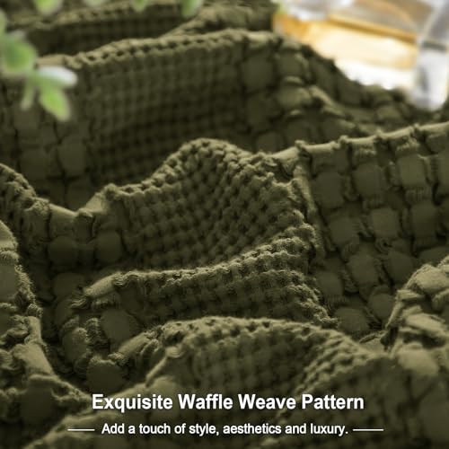 PHF 100% Cotton Waffle Pillow Shams Standard Size, 2 Pack 20" x 26" Soft Skin-Friendly Pillowcases, No Filling, Aesthetic Woven and Breathable Waffle Weave Pillow Case Covers for Bed, Capulet Olive - color: Capulet Olive, size: 26" x 20" (Pack of 2)