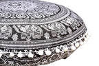 ICC Floor Pillows & Cushion Covers, Decorative Hippie Mandala Pouf Pillow Cover Bohemian Seating Meditation Cushion Cover, Large Boho Ottoman Case Pillowcase for Couch Black Elephant, 32" Round - size: 32" x 32" (Pack of 1), style: Black Elephant