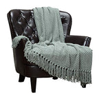Chanasya Premium Textured Knit Throw Blanket with Tassels - Soft, Cozy Blanket for Couch, Bed, Living Room - 50" x 65” - Tan Sage - color: A(tan Sage)