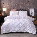 Feelyou Queen Duvet Cover Set Pinch Pleated Bedding Sets Pintuck Tufted Microfiber Polyester Luxury Comforter Cover with 2 Pillow Shams White, Solid Geometric Pattern 3 Pieces - color: White, size: Queen