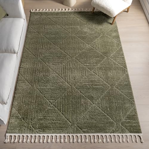 Nuloom Kerry Green, 6'7" x 9', Geometric, Soft and Cozy, High Traffic, Stain Resistant, Easy Clean, Durable Area Rug for Bedroom, Living Room, Dining Space, Den, Foyer, Entryway - color: Kerry Green, size: 6'7" x 9' (Rectangular)