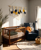 Tempospark Large Macrame Wall Hanging, 39" Wx29 L Boho Wall Hanging, Boho Chic Leaves Tassels Tapestry for Bedroom, Living Room, Dining Room, Nursery, Hallway, Balcony - color: Deep Ocean, size: 29"L x 39"W