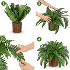 Hollyone Fake Fern Potted Plant Artificial Boston Ferns in Pot Woven Basket 35 Leaves Indoor Faux Fern Bush Plant 20inch for Patio Garden Farmhouse Windowsill Office Living Room Home Decor - size: Woven Pot - Long Fern