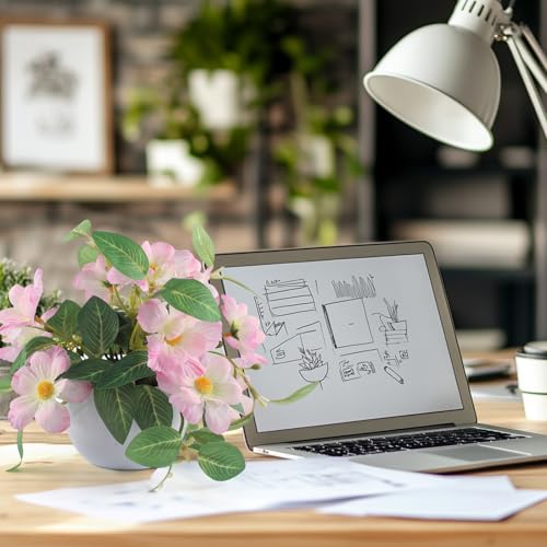 Artificial Flower Hanging Fake Daisy Plants Plastic Vase for Wedding Office Porch Balcony Home Decor Table Centerpieces - Pink - color: Pink