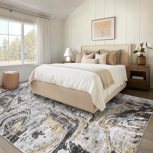 5x7 Abstract Oriental Style Area Rug, Elegant Vintage Thin Carpet, Delicate Decorative Design, Sophisticated and Beautiful for Living Room, Bedroom, Entryway, Office - Gray - color: Grey, size: 5' x 7' (Rectangular)