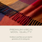 Pendleton Eco-Wise Washable Throw with Fringe 54" x 60" - 100% Wool, All Season, Washable, Soft and Durable Blanket for Home and Outdoor Adventures - Copper/Red - color: Copper/Red