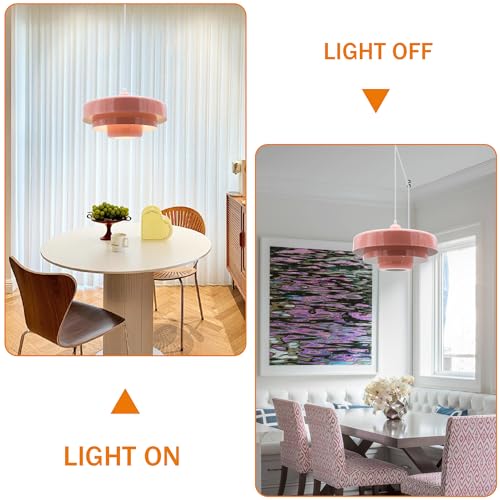 Hanging Lamp Pink Plug in Pendant Light Mid Century Modern Pendant Lamp Fixtures Nordic Hanging Light Style Pendant Lighting Metal Shade for Living Room Dining Room Bedroom Kitchen Island - color: Standard-Pink (13.5in)