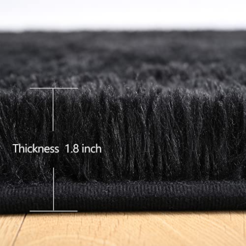 Chicrug Soft Runner Rug for Bedroom Living Room Plush Fluffy Rug 2x3 Feet, Shag Furry Runner Carpet Non Shedding for Nursery Children Kids Girls Room Home Decorative, Black - color: Black, size: 2' x 3' (Runner)