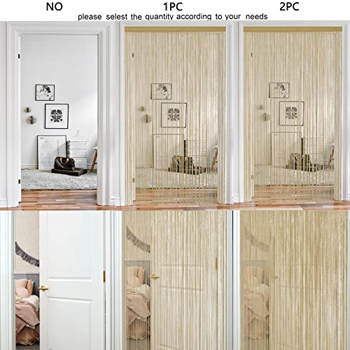HSYLYM Spaghetti String Curtains for Doorways Privacy Door Frame Tassel Hippy Wall Kitchen Hallway Boho Fringe Curtain Hanging Door Room Dividers Decor 1 Panel（39×110in/100×280cm,Ecru） - color: Ecru, size: 39"W x 110"L (Pack of 1)