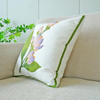 vctops Farmhouse Hibiscus Flowers Cotton Tufted Throw Pillow Cover Spring Floral Embroidery Pillowcase Soft Square Cushion Case for Sofa Couch Bed Chair (Pink Purple,18"x18") - color: Pink Purple