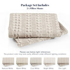 PHF 100% Cotton Waffle Pillow Shams Standard Size, 2 Pack 20" x 26" Soft Skin-Friendly Pillowcases, No Filling, Aesthetic Woven and Breathable Waffle Weave Pillow Case Covers for Bed, Oatmeal - color: Oatmeal, size: 26" x 20" (Pack of 2)