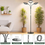 LBW 3-Head Grow Light with Stand for Indoor Plants, Full Spectrum Grow Light for Tall Large Plants, Adjustable Height up to 68", Auto Cycle Timer 6/8/12/16H, 5-Level Dimming, 3 Lighting Modes, Black - size: 3 Head 6.3" Black
