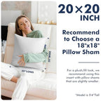 20x20 Synthetic Down Pillow Inserts, Set of 2 Down Alternative Throw Pillows Insert for Bed, Sofa & Couch, Ultra Soft Fluffy Sleeping Pillow with 100% Cotton Cover - size: 20x20 Inch