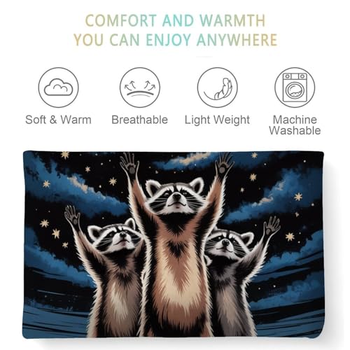 Raccoon Moon Blanket, Whimsical Raccoon Under Moonlight Flannel Throw Blanket for Couch Bed Or Chair, Luxury Lightweight Comfy Blankets Home Decor Gift 40x50in(100 * 125cm) - color: Style-7, size: 40x50in(100*125cm)