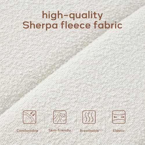 Zihanhome 52.7" Bedroom Bench for End of Bed, Modern Upholstered Teddy Fabric Entryway Bench & Dining Bench, Footrest Stool Bench with Solid Wood Frame for Bedroom, Living Room (Beige) - color: Beige