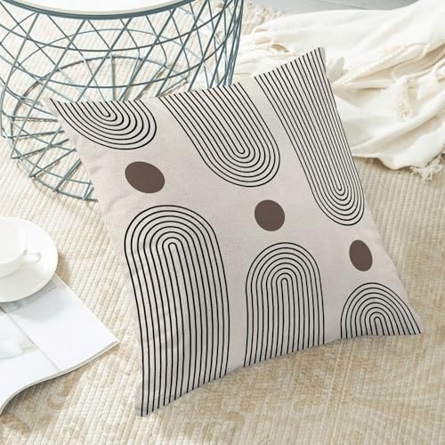 Boho Mid Century Pillow Covers 18x18 Inch Set of 2, Abstract Simple Brown Sun Arch Decorative Throw Pillowcase Boho Modern Outdoor Farmhouse Cushion Cover for Sofa Couch Bed Living Room Decor - color: Boho8, size: 18" x 18" (Pack of 2)