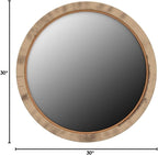 Rutledge & King Round Rattan Mirror - Boho Decorative Wall Mirror - 30" Dia.