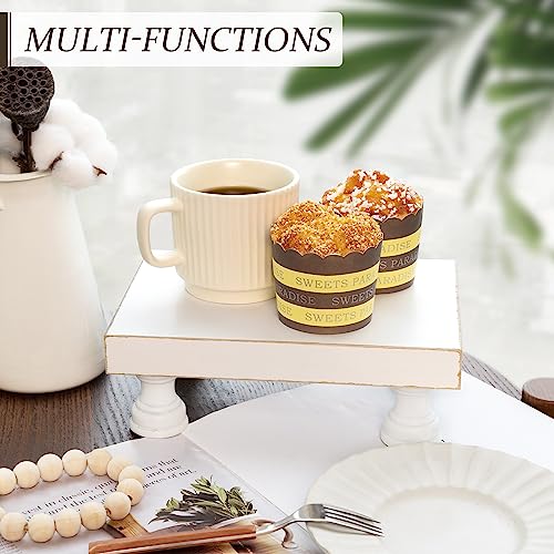 EOSAHR Decorative Wood Riser for Home Decor : Farmhouse Pedestal Stand for Display and Rustic Soap Holder for Sink Organizer - Retro Display Tray for Your Home, Livingroom, Bathroom,and Kitchen - color: C-White