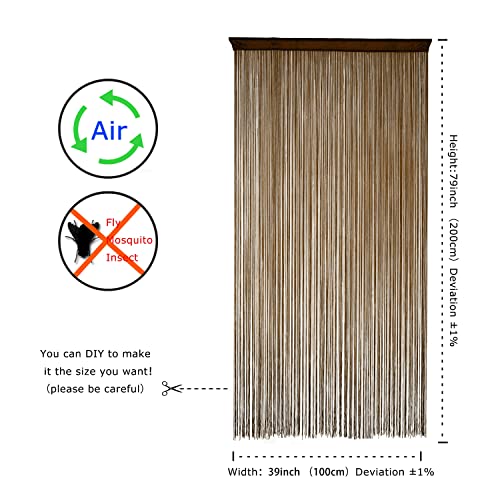 YaoYue Doorway String Curtain Door Curtains,Boho Hippie Hanging Fringe Room Divider for Patio Bedroom Closet Kitchen Laundry,Room Window Wall Door Decor(39×79in/100×200cm,Brown) - color: Brown, size: 39"W x 79"L (Pack of 1)