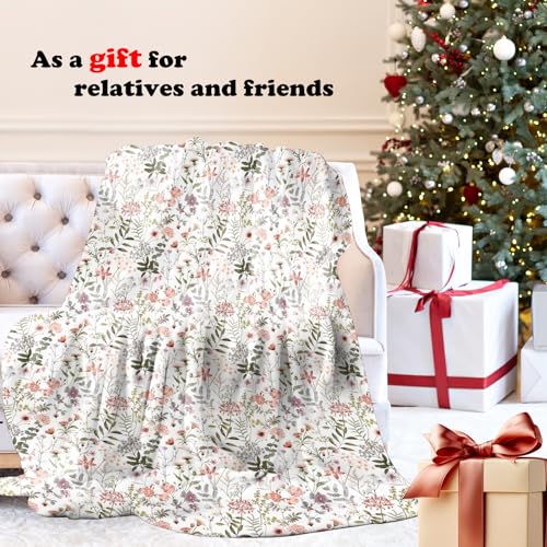Watercolor Floral Throw Blanket for Couch, Cottagecore Home Decor, Vintage Nature Wildflower Botanical Throw Blanket for Bedroom Living Room Home Decoration, 50x60 Inches - color: Color_3