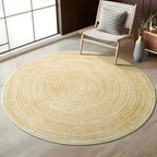 Asrug Imitation Jute Low Pile Round Rug Area Rug Washable Non-Slip Circle Rug Soft Plush Touch Circle Rugs Round for Kitchen Bathroom Living Bedroom Nursery, Carpet 4ft /48 inch/122 cm Yellow - color: Yellow, size: 4ft