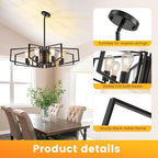 WJShome 8-Light Black Chandelier, Farmhouse Dining Room Light Fixture, Modern Industrial Ceiling Foyer Lighting Fixtures, Geometric Pendant Lights Kitchen Island, for Bedroom,Stairway, Entryway - color: 01-Black