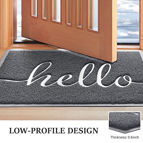 Door Mat (32"x20",Grey), Welcome Mat Low Profile Front Doormat Indoor Outdoor Door Non Slip Rugs for Entryway, Patio, High Traffic Areas - color: Grey, size: 1'8" x 2'8" (Rectangular)