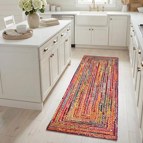 SAFAVIEH Cape Cod Collection Runner Rug - 2'3" x 20', Red & Multi, Handmade Jute & Cotton, Woven Braided Design (CAP202A) - color: Red/Multi, size: 2'3" x 20' (Runner)
