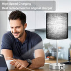 Lynnoland Set of 2 Touch Control Table Lamps with 2 USB & AC Outlet, 3-Way Dimmable Bedside Nightstand Lamps for Bedroom Living Room Nursery, 800 Lumens 5000K Daylight Bulbs Included - color: (2 Pack)Black & Brushed Nickel(Base)-5000K Bulbs Included