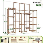 EnHomee Tall Plant Stand, 14 Tiers Indoor Plant Stand for Multiple Plants Pot, Wood Plants Shelves for Living Room, Patio, Balcony, Yard, Garden, 11.8''D×56''W×63''H