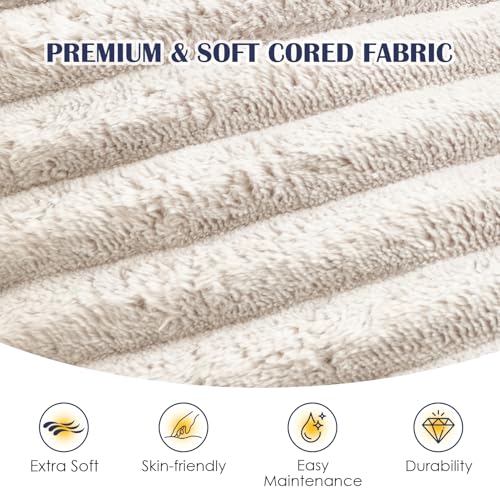 Round Ottoman,Corduroy Pouf Ottoman Foot Rest,Storage Footstool for Living Room,20x15 Soft Floor Poufs,Memory Foam Filling - Beige, 20x15 in - color: Beige, size: 20"D x 20"W x 15"H