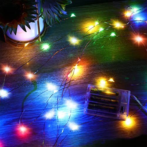 Ariceleo Led Fairy Lights Battery Operated, 1 Pack Mini Battery Powered Copper Wire Starry Fairy Lights for Bedroom, Christmas, Parties, Wedding, Centerpiece, Decoration (5m/16ft Multi-Colored) - color: Multicolor, size: 1 Pack