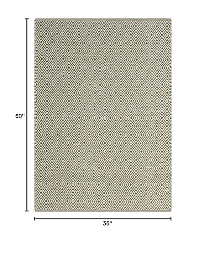 SAFAVIEH Montauk Collection Accent Rug - 3' x 5', Ivory & Green, Handmade Flat Weave Cotton, Ideal for High Traffic Areas in Entryway, Living Room, Bedroom (MTK515H)