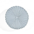 Lush Decor Farmhouse Ticking Stripe Yarn Dyed Pleated Decorative Throw Pillow, 14" Round, Blue - Round Pillow - Throw Pillows For Bed, Couch, Or Chair