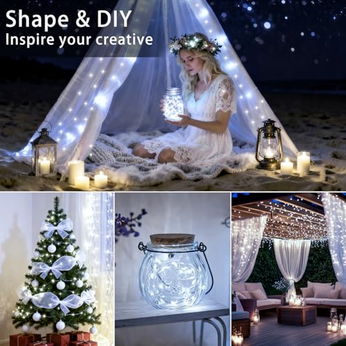 VOOKRY 32 Pcs Fairy Lights Battery Operated String Lights - 10 ft 30 LEDs Waterproof Silver Wire Mini Firefly Starry Moon Lights for DIY Crafts Wedding Party Table Centerpieces Christmas(Cool White) - color: Cool White, size: 32 Pack