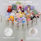 Large Stuffed Animal Hammock or Net, Macrame Boho Toy Hammock with LED Light, Decorate Net for Stuffed Animals Corner, Space Saving Hanging Stuff Animal Organizer Holder for Kids Bedroom Playroom - style: B