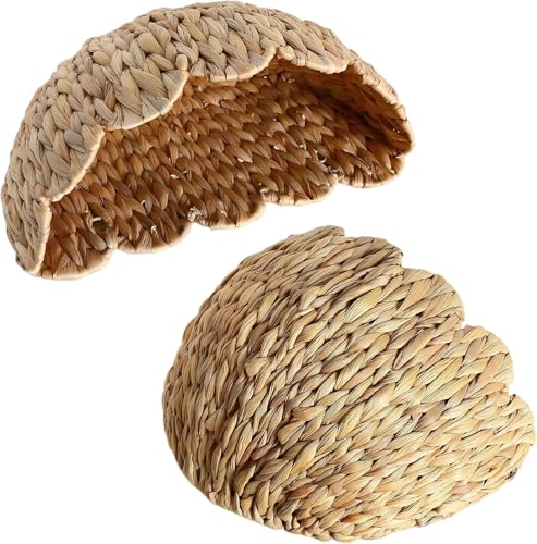 Scalloped Hanging Wicker Baskets for Wall, Scalloped Home Decor, Hanging Woven Rattan Wall Basket for Flowers Front Door Bathroom Storage (Water Hyacinth-Set of 2) - color: Natural Beige, size: S+M