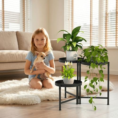 aboxoo 3 Tier Metal Plant Stand Modern NEW, Indoor Outdoor Multi-Tiered Plant Stand Display Tray, Flower Pot Stand for Indoor Home Outdoor Patio Balcony Yard - size: 3 Tier