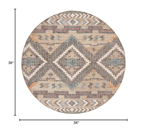 SAFAVIEH Kilim Collection 3' Round Natural/Blue KLM760M Handmade Flatweave Premium Jute Entryway Foyer Living Room Bedroom Kitchen Area Rug - size: 3' (Round)