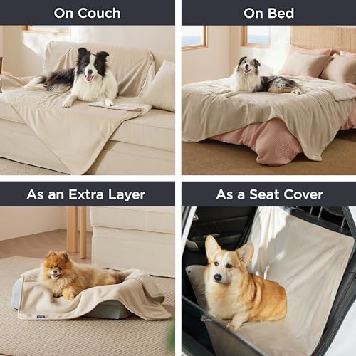 Bedsure Cat Blanket for Indoor Cats - Waterproof Calming Cat Blankets for Kitten, Sherpa Fleece Pet Blanket, Soft Plush Reversible Throw Furniture Protector, 35"x25", Cream - color: Cream, size: S(25x35")