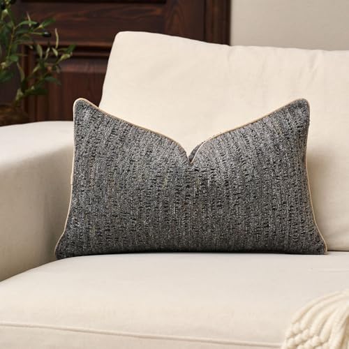 Yangest Chenille Pillow Cover 12 x 20 Inches, Thick Textured Rectangle Throw Pillow Cover Farmhouse Modern Soft Accent Couch Neutral Pillow Cover for Living Room Bedroom, Gray - color: Grey, size: 20" x 12" (Pack of 1)