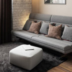 SIMPLIHOME Nate Square Pouf - 20 inch Wide Upholstered Handwoven Cotton Ottoman in Patterned Grey Melange, Boho Footstool or Extra Seating for Living Room with Artisanal Texture, Assembled - color: Patterned Grey Melange, style: Cotton Pouf