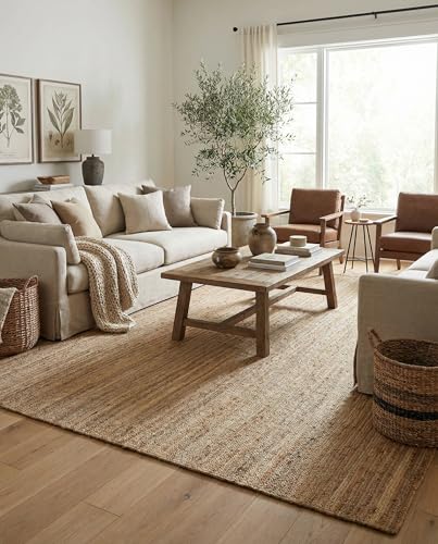 Rugs.com Hand Braided Jute Rug – 12' x 16' Natural Flatweave Rug Perfect for Living Rooms, Large Dining Rooms, Open Floorplans - size: 12'2" x 16' (Rectangular)
