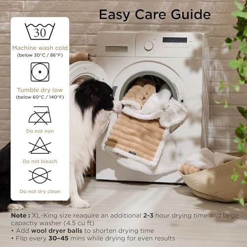 Bedsure ComfyFleece™ Waterproof Dog Blankets for Large Dogs - Soft Pet Cat Blanket Corduroy Fleece for Couch Protector Washable, Cozy Calming Reversible Furniture Protection,40"x50", Tuscan Beige - color: Sandy Beige, size: L(40x50")-1pc