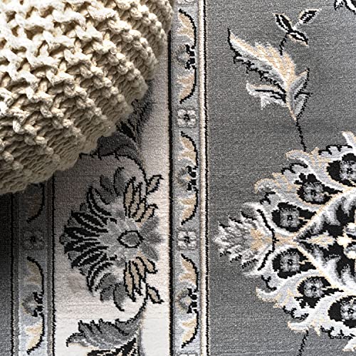 JONATHAN Y Cherie French Cottage Gray/Cream Indoor Area Rug, 5x8, Vintage, Bohemian, Easy-Cleaning for Living Room, Bedroom, Kitchen, Pet Friendly, Non-Shedding (MDP505B-5) - color: Gray/Cream, size: 5'3" x 7'6" (Rectangular)
