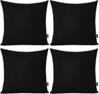 Thmyo 4-Pack 100% Cotton Comfortable Solid Decorative Throw Pillow Case Square Cushion Cover Pillowcase Sublimation Blank Pillow Covers Christmas DIY Throw Pillowcase for Sofa(24x24inch/60x60cm,Black)