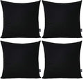 Thmyo 4-Pack 100% Cotton Comfortable Solid Decorative Throw Pillow Case Square Cushion Cover Pillowcase Sublimation Blank Pillow Covers Halloween DIY Throw Pillowcase for Sofa(26x26inch/66x66cm,Black)