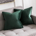MIULEE Army Green Velvet Throw Pillow Covers 18x18 Soft Decorative Solid Square Cushion Cases Pack of 2 Modern Luxury Home Decor for Couch, Sofa, Bedroom