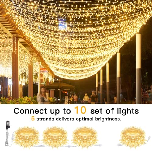 suddus 100 LED String Lights with Remote Control, 33ft Connectable Clear Wire Fairy Lights, 8 Modes & Timer Dimmable, Waterproof Plug in Twinkle Lights for Bedroom, Patio, Christmas Tree - Warm White - color: Warm White, size: 100LED Connectable